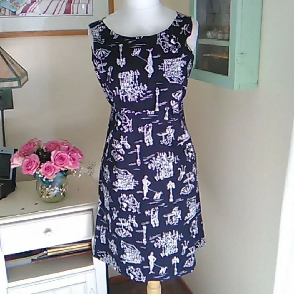Karin Stevens Black and White Cotton Dress